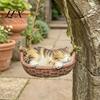 Sleeping Kitten Hanging Ornament Basket Cat Statue, Cute Figurine, Weatherproof Decor for Balcony Resin Outdoor Garden Patio Porch Decoration