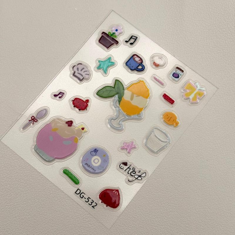 1 Blatt 3D Epoxidharz Transparente Aufkleber Ins Niedliche Schwarze Katze Cartoon Gelee Relief Aufkleber DIY Handyhüllen Laptop Tablet Deko