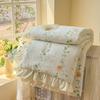 Korean Style Cotton Lace Air Conditioning Quilt - Floral Rabbit Pattern, Machine Washable, Summer Thin and Cool.