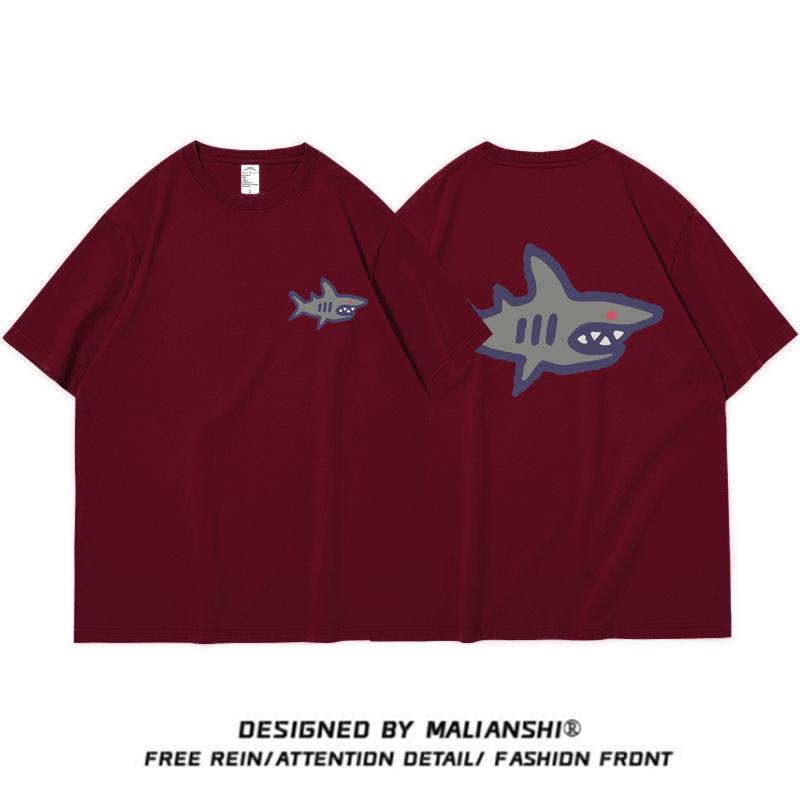 Women's Summer Shark Print Loose Fit Pure Cotton Half Sleeve T-shirt