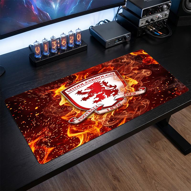 Middlesbrough FC Theme Pattern Mouse Pad, Soccer Logo Design XXL Gaming Desk Mat Non-Slip Computer Mouse Pad
