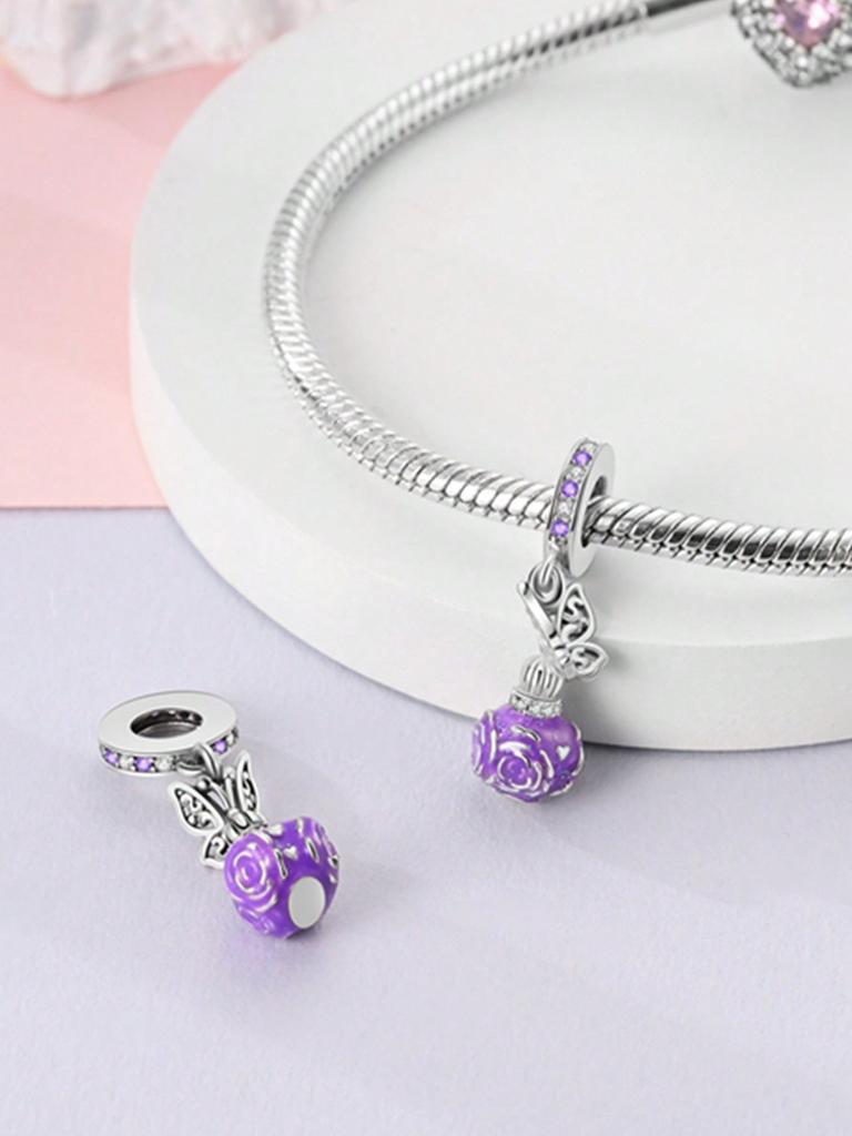 Charms Plata Pink Oven Rose Perfume Beads Charm Copper Plated Fit Charms Original Bracelet For Jewelry Making Diy Charm