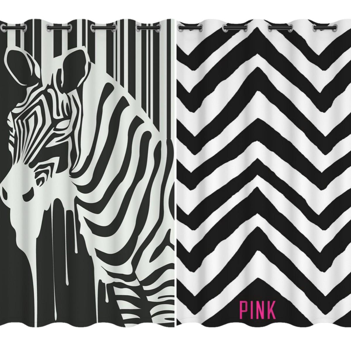 

Modern Zebra Stripes Short Curtain 75 Blackout for Living Room Kitchen Girls Bedroom Custom Cortina Simple Design (50Wx50H)x2(CM)&Rod Pocket