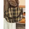 Japanese Retro British Plaid Canvas Bag Women's 2025 New Large-capacity Tote Bag Commuter Shoulder Messenger Bag