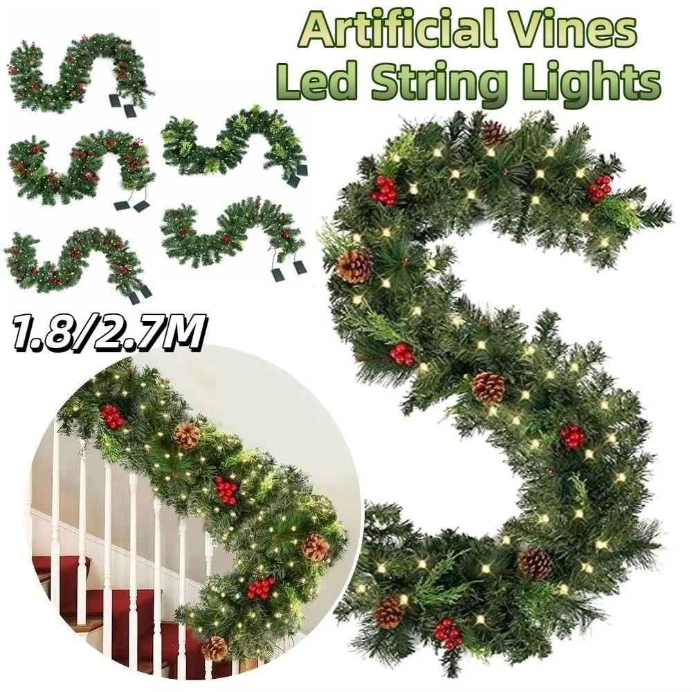 Creative Artificial Pine Tree Decor 1.8/2.7m 30/50 LED Lights Artificial Vines Led String Lights Lifelike Durable