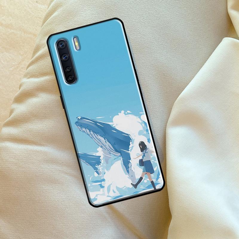 Whale Fish Wave Sea Case For Oppo A17 A94 A74 A54 A60 A40 A80 A16 A76 A96 A98 A58 A78 A18 A38 A57 A15 A5 A6 Pro