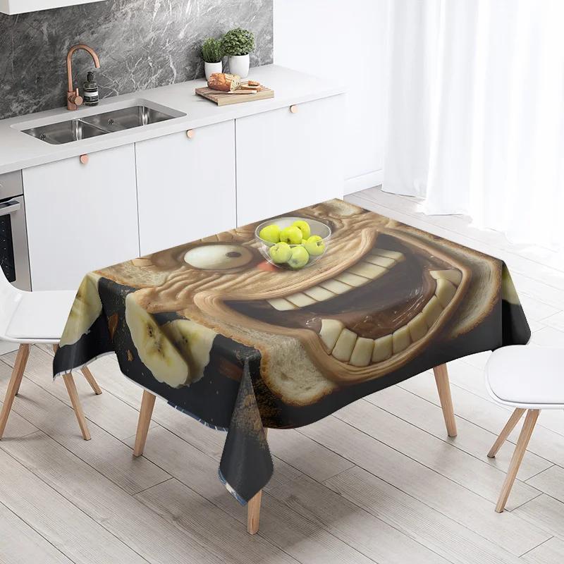 Soyut Sanat Yemek İllüstrasyonu Masa Örtüsü Yağ Geçirmez Masa Örtüsü Su Geçirmez Piknik Kumaşı Nordic Ev Dekorasyonu