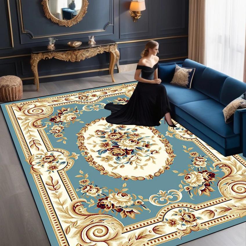 Europäische Luxusteppiche für Wohnzimmer Große Größe Dekorationsteppich Hotelhalle Weiche Matte Schlafzimmer Lounge Rutschfester Teppich Tapis Salon