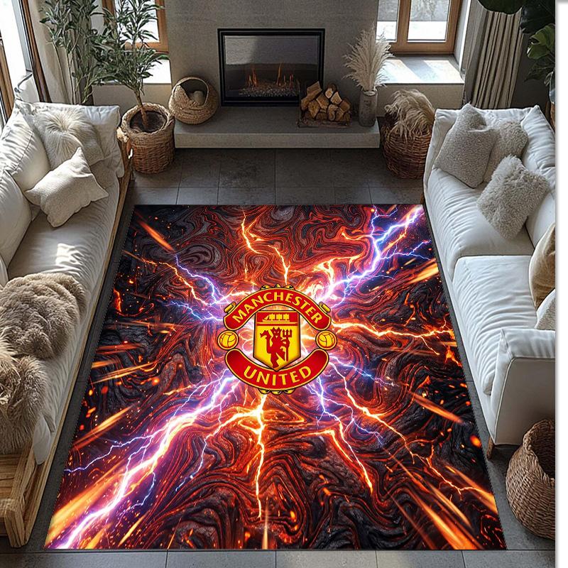 Manchester United Geprint Flanellen Vloerkleed Niet-Glijdend Zacht Polyester Vloerkleed Binnen Decoratie Mat voor Slaapkamer Woonkamer Bank