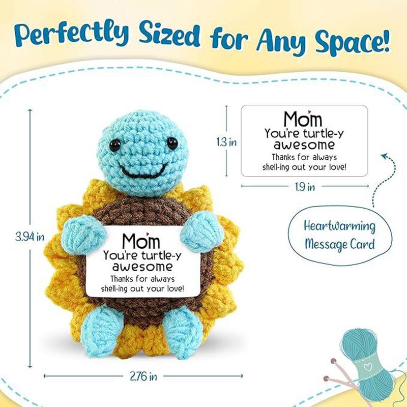 Mini Handmade Positive Turtle Crochet with Message Card - Mother's Day Mom Birthday Gifts for Women Wife Grandma Mother-in-Law