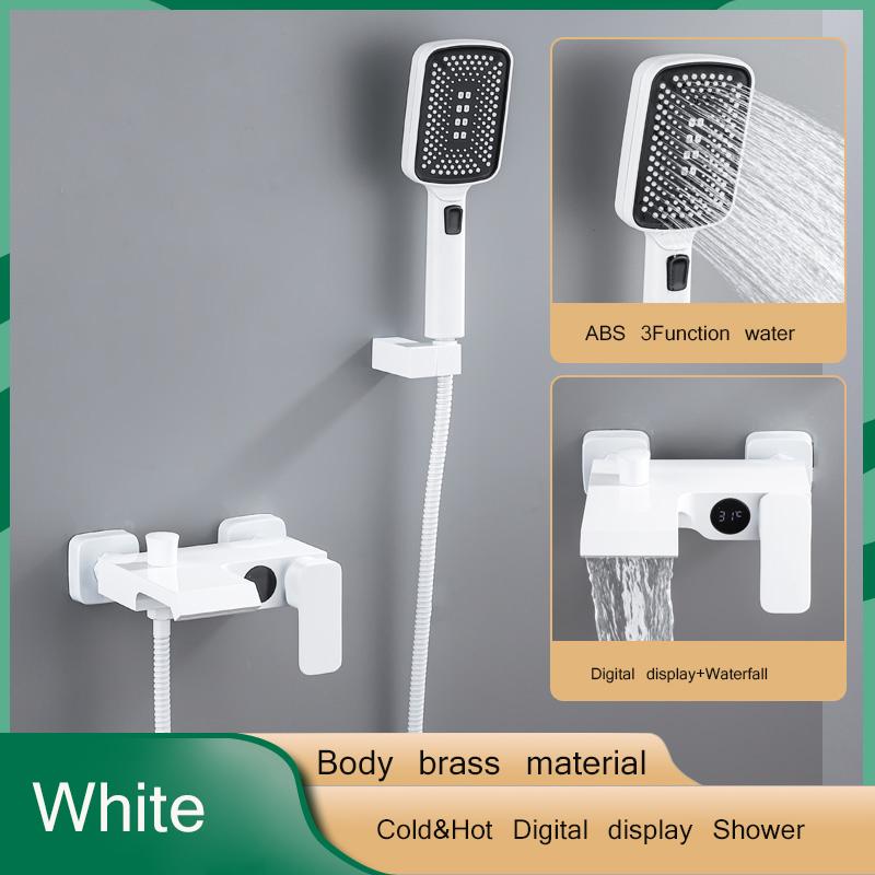 Łazienka bateria prysznicowa chromowany cyfrowy wyświetlacz deszczownica bateria wannowa do montażu na ścianie bateria wannowo-prysznicowa z kranu łazienka bateria prysznicowa