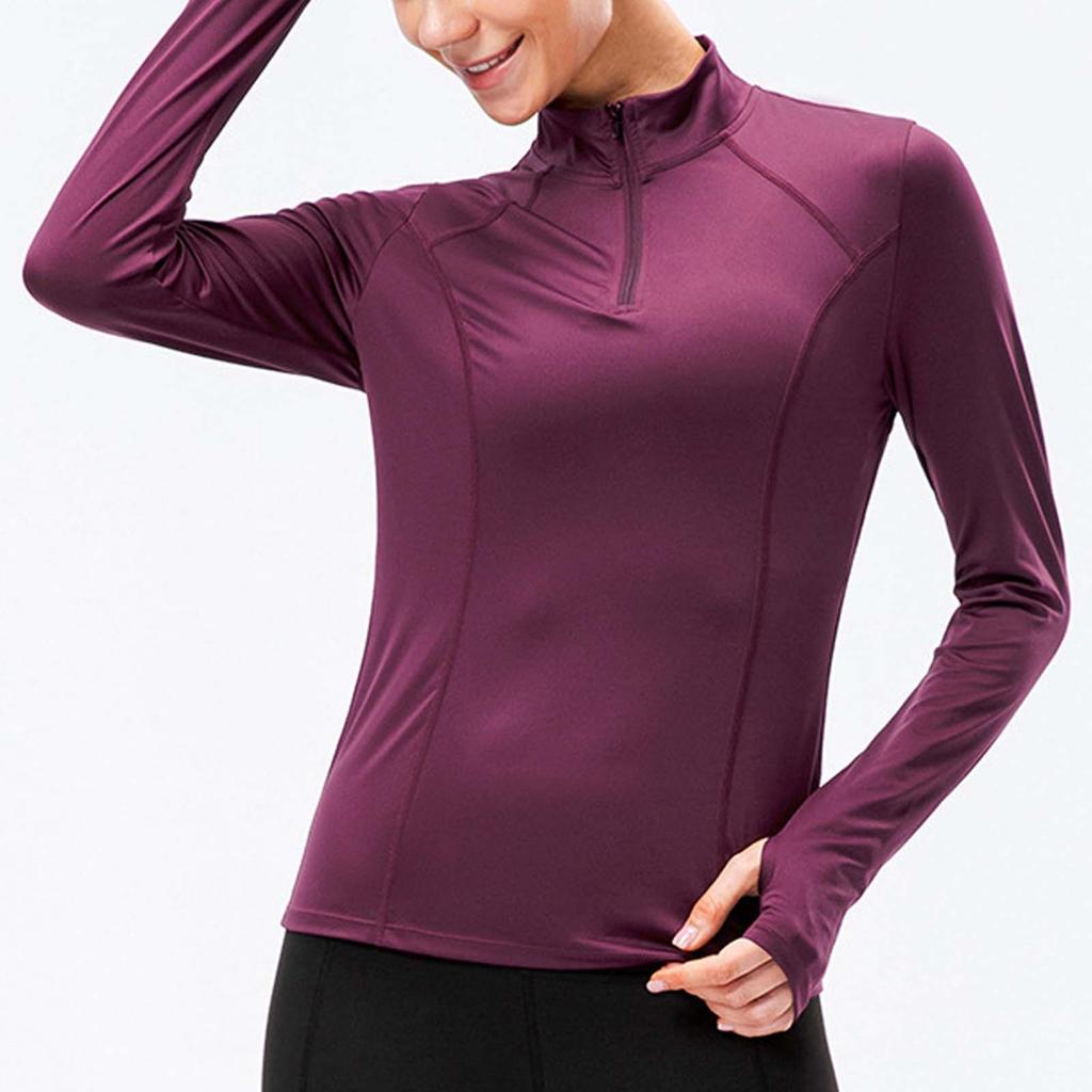 Women's Autumn And Winter Yoga Wear Long Sleeve Fitness Wear Running Training Sports Slim Half Zipper Top