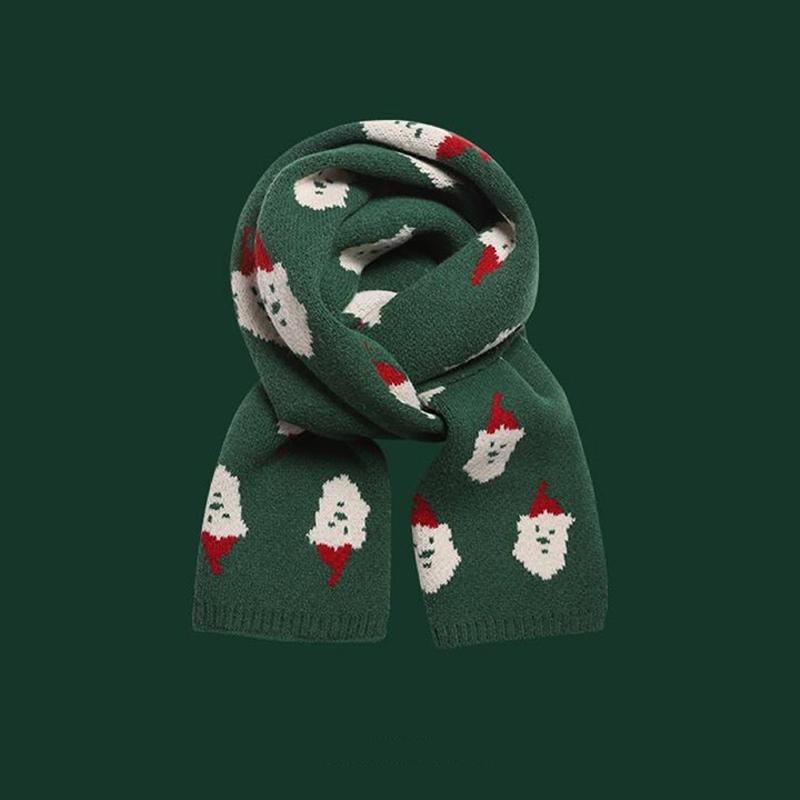 Red Christmas Scarf Women'S Winter Warm Couple High-End Knitted Wool Neck Scarf New Year Gift