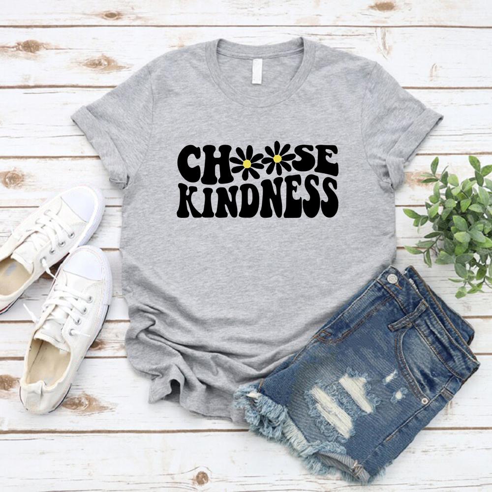 Teacher T-Shirt Choose Kindness Shirt Gift for Teacher Daisy Shirt Back To School Tee Women's Short Sleeve T-shirts Be Kind Tops