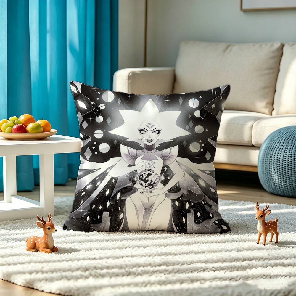 White Diamond Steven Universe Pillow Case Square Double-Sided Sofa Cushion Cover Bedroom Bedside Pillow