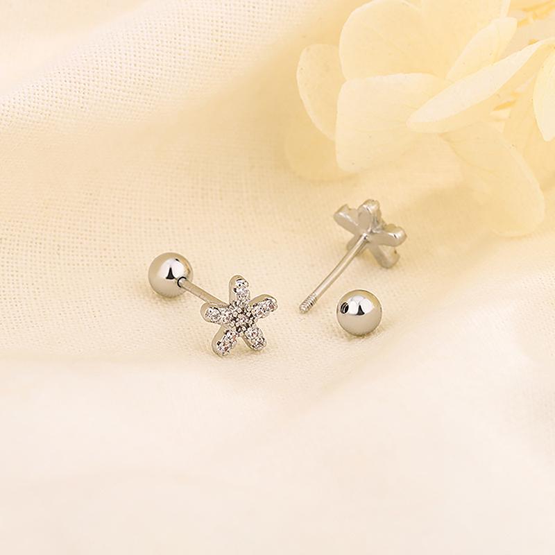 

1 пара цветочных сережек-гвоздиков, винтовые серьги-гвоздики для хряща, циркониевые блестящие серьги-гвоздики в виде бабочек для женщин, пирсинг, украшения для тела, подарок