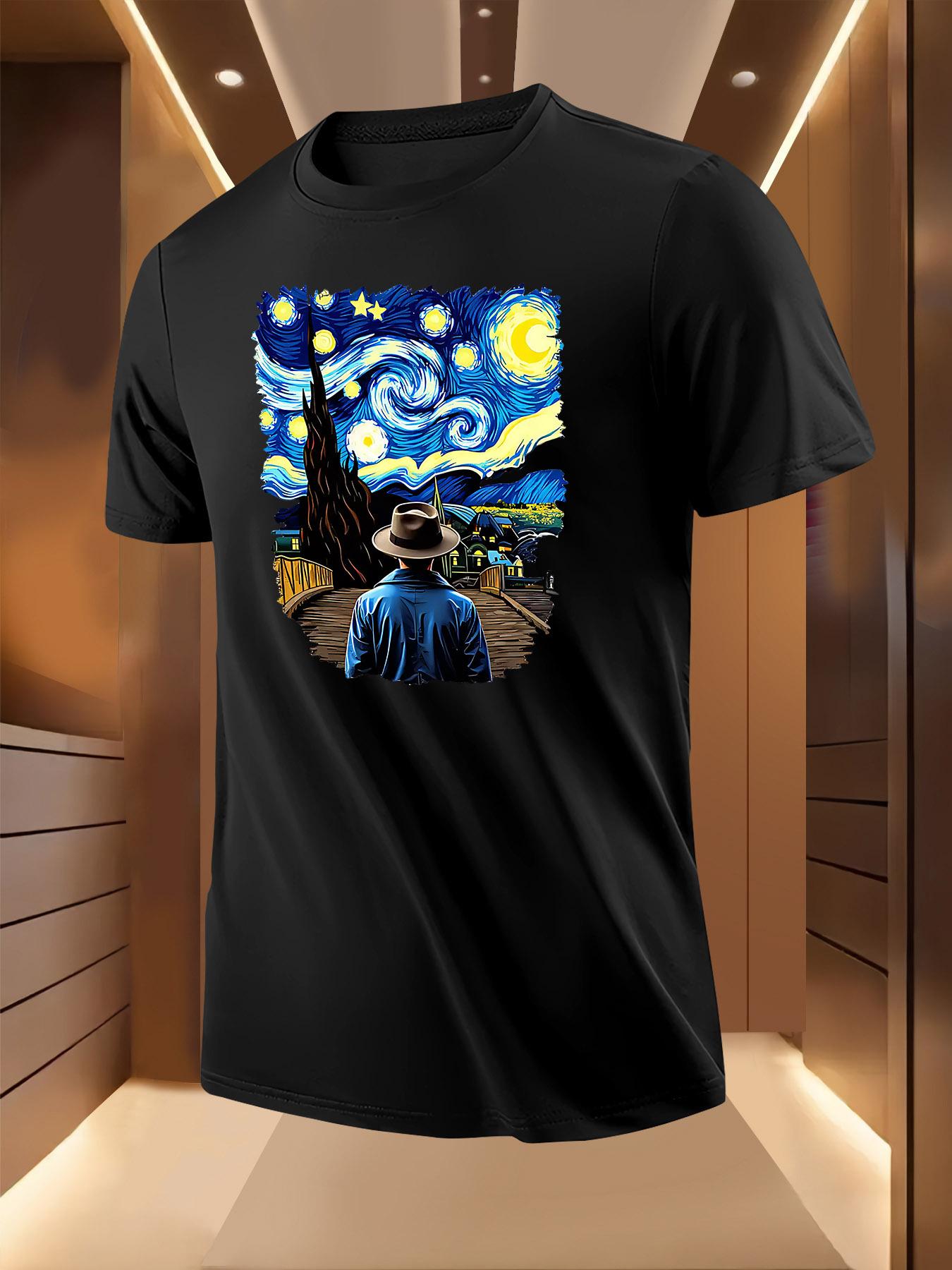 Van Gogh Starry Night Inspired Tshirt - Lightweight Breat... S