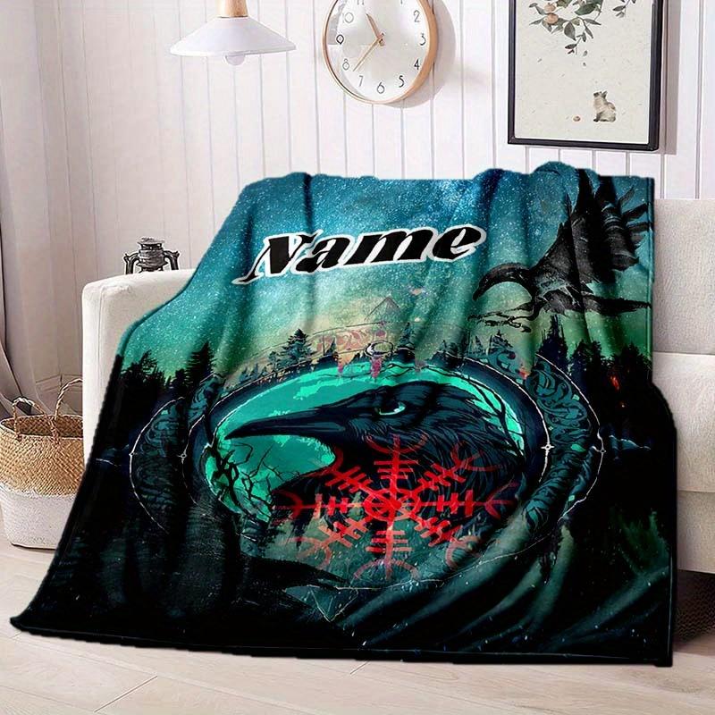 Viking Raven Customize Your Name Blanket Warm Comfortable And Soft Blankets Are Suitable For Home Lunch Break Blanket Office Sofa Sofa Gift To