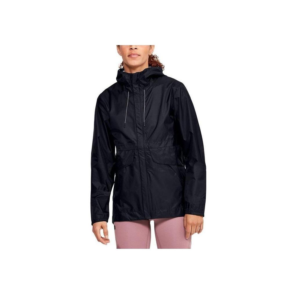 Under Armour Solid Color Sports Windproof Breathable Hooded Jacket Women Jacket Black 1350954-001