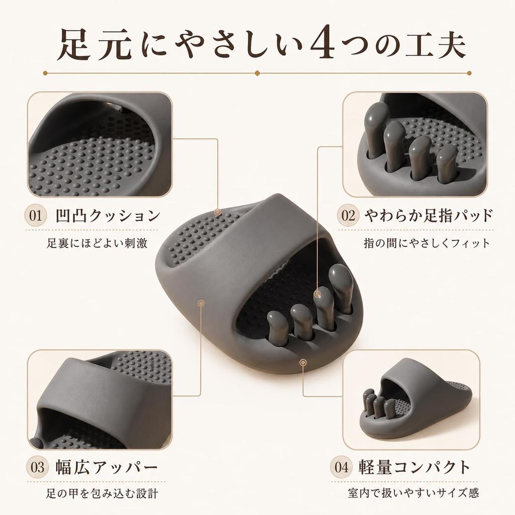 Diet Slippers Stimulation Core Health Foot Reflexology Balance Swelling Bowleg Posture Beautiful Hip Indoor Gray [QulbltX] [Foot & Training] Five-Toe