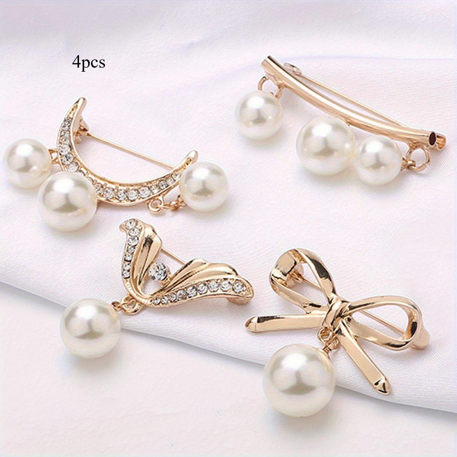 

4pcs Golden Elegant Temperament Brooch Waist Adjuster Set - Mixed Color Fashion Safe Pin, Used for Clothes Fixing