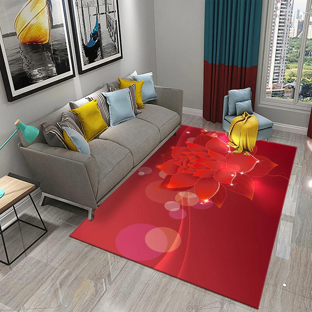 Colorful Rose Carpet Romantic Flower Mat Area Rugs Home Decor for Bathroom Entrance Non-Slip Floor Mat Living Room Bedroom Rugs