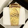 YaLaLuSi Gold Open Cuff Women Watch Square Green Dial Crystal Quartz Wrist Watch Luxury Gift Watch For Her