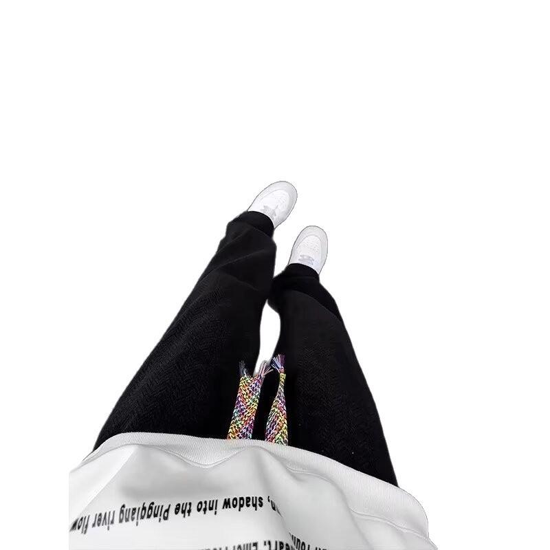 Chenier Heavy Sweatpants Men's Autumn Wheat Pattern Jacquard Design Pants Loose Straight Large Size Casual Pants
