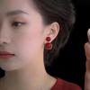 1 Pairs Versatile Imitation Pearl Earrings Minimalist Design Vintage Red Half Circle Earrings Elegant Classic Stud Earrings