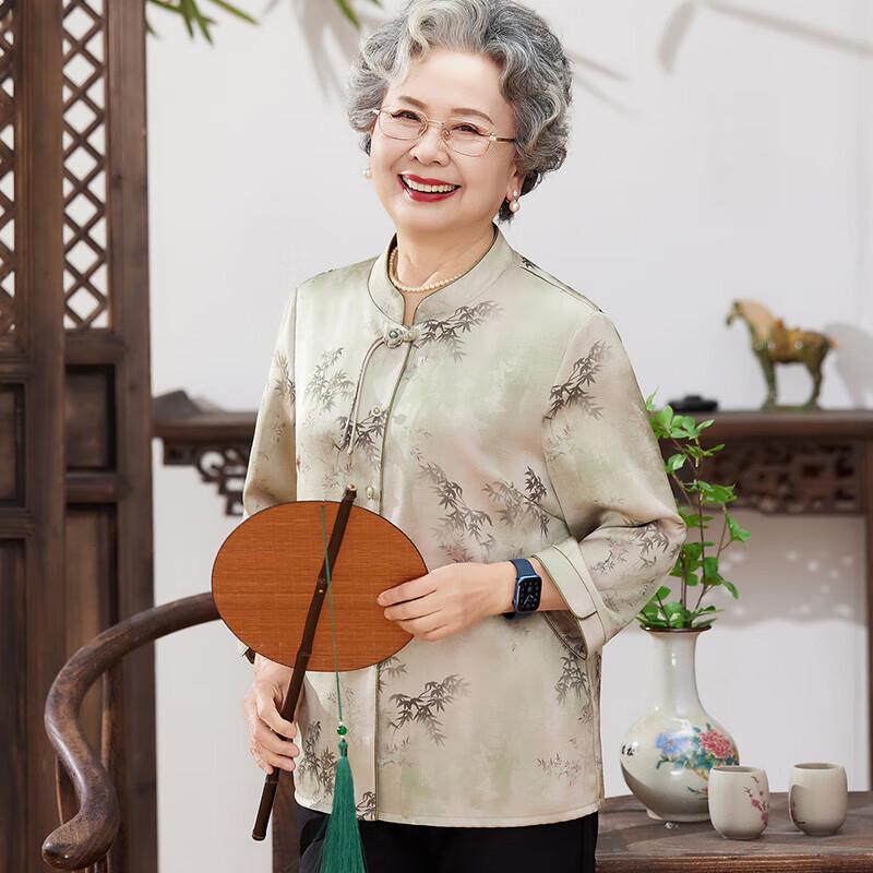 

Elderly Women s 3/4 Sleeve Round Neck Casual Shirt 7XL