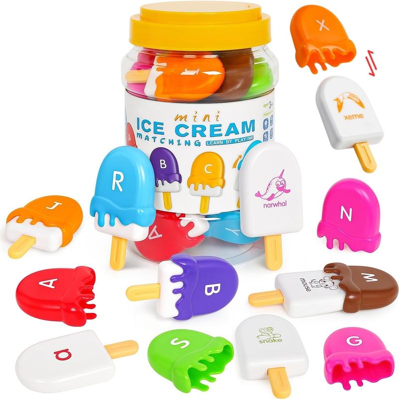 Letters Matching Ice Cream Alphabet Learning Toys,Counting Animals and Color Sorting Set Preschool Learning Activities Toys