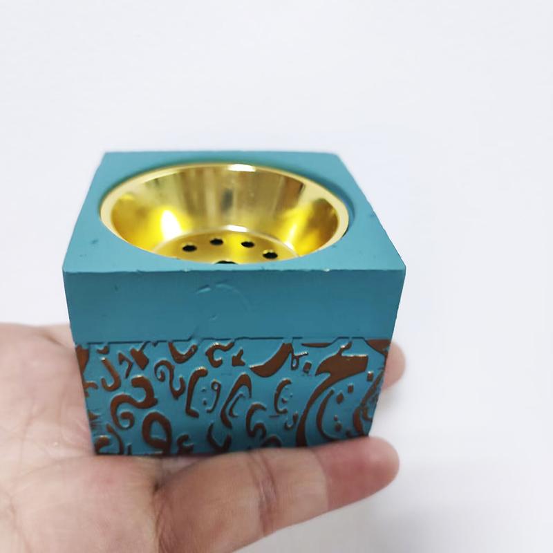 

Курильница для благовоний в стиле Саудовской Аравии, квадратная мини-коническая курильница из смолы для домашнего декора, мусульманские украшения синий