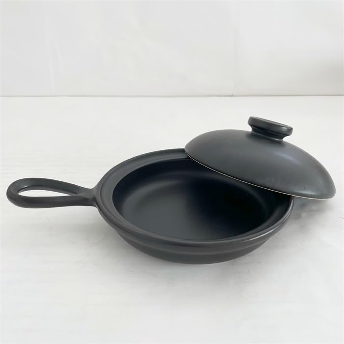 Fried Egg Pan with and Direct Heat Made in Japan Lid, Ceramic, Black, Microwave, Oven, Safe,