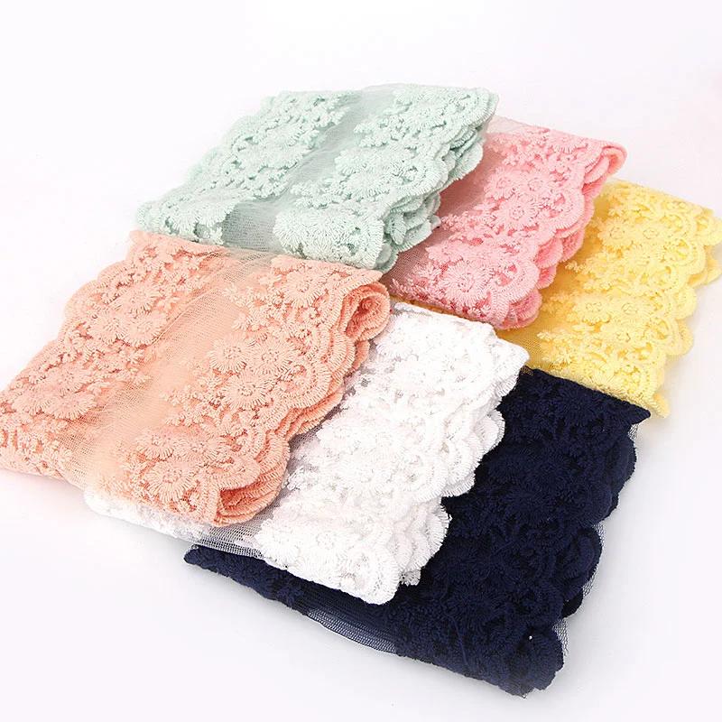 1Meter Cotton Floral Embroidered Mesh Patchwork Lace DIY Apparel Sewing Fabric 12cm Width DIY Garment Curtain Accessories Ribbon
