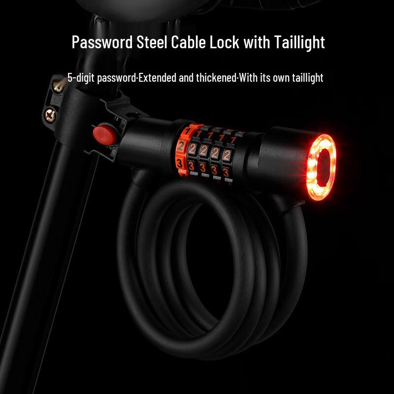 Haistick GNY-74 Portable Bicycle Cable Lock with Taillight Password
