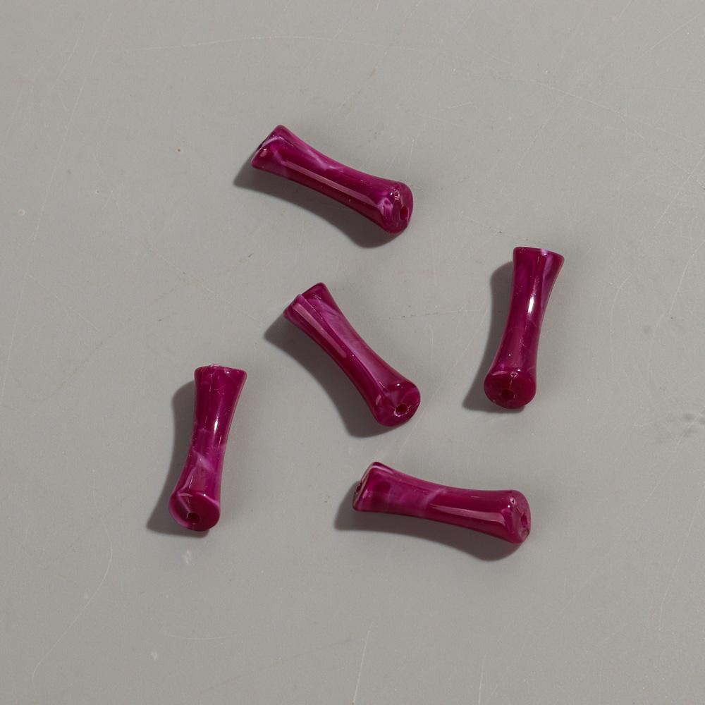 20pcs/bag Mixed Color Acrylic Thin 7x26mm Bamboo Curved Tube Loose Beads for DIY Bracelet Necklace Jewelry Craft Accessories