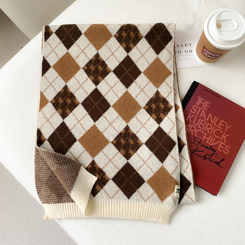 Knitted Scarf Women's Autumn and Winter Korean Version Japanese Versatile Warm Student Christmas Woolen Scarf