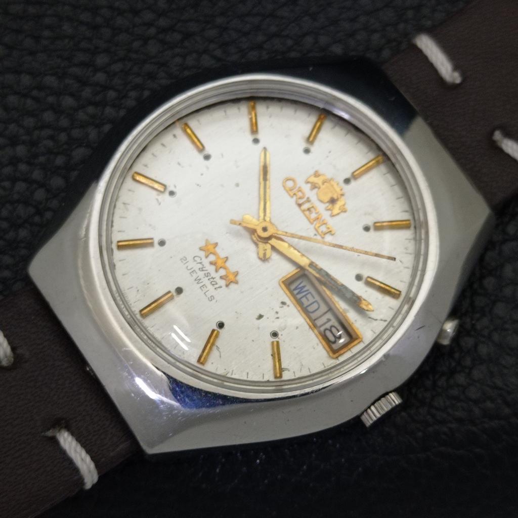 VINTAGE ORIENT CRYSTAL AUTOMATIC 46941 JAPAN MENS ORIGINAL DIAL WATCH A700721-5 R204-a700721