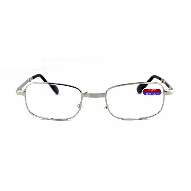 Folding Square Reading Glasses Men Women Portable Eyewear with Case Diopter +100 To +400