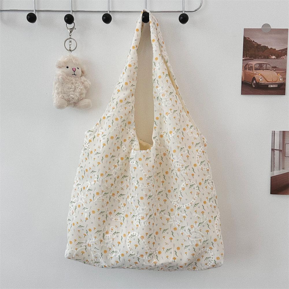 

Mesh Cherry Lace Vest Bag French Gentle Hook Flower Lace Shopping Bag Large Capacity Exquisite Embroidered Korean Simple Handbag кульбабий