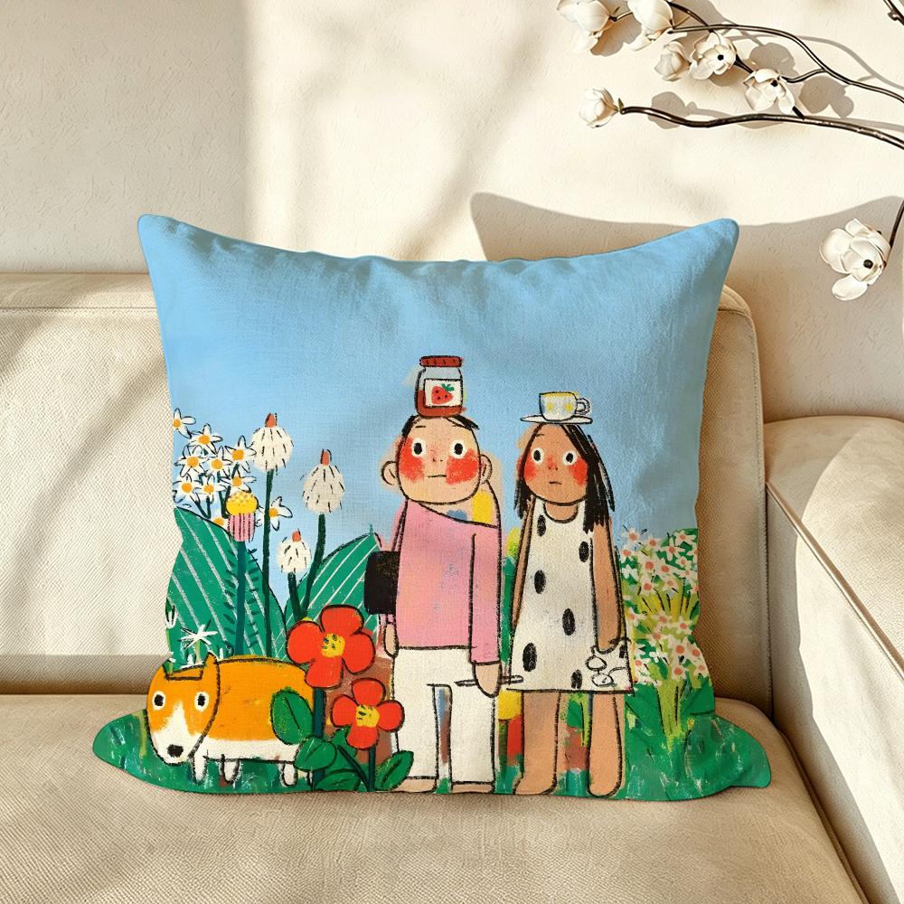 Character PPdohk Cushion Cover Pillow Case Antidustmite Pillowcase Silky Short Plush Sofa Cushion Cover hot
