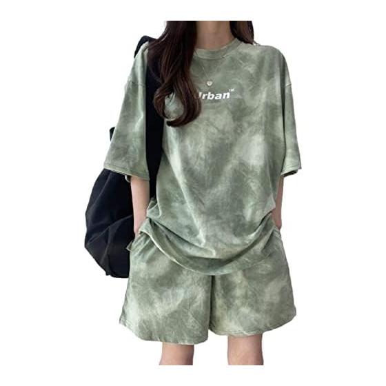 [1/2style] Women s Room Wear, Top and Bottom Set, Short Sleeve T-shirt, Shorts, 2 Pieces, Pajamas, Loungewear, Loose, Body Cover, Relaxed, Casual,