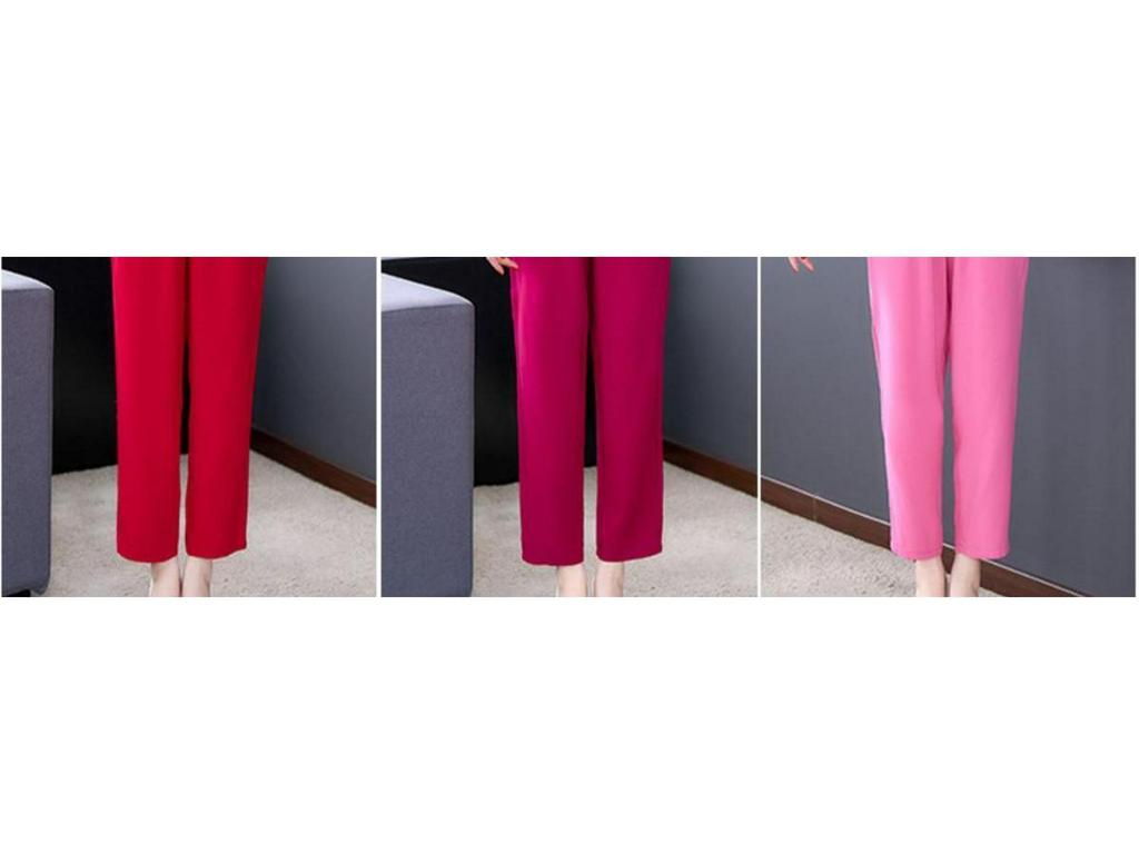 Summer Cotton Silk Women's Loose Two-Piece Set: Solid Color Short Sleeve Top and Long Pants, Plus Size Casual Wear.