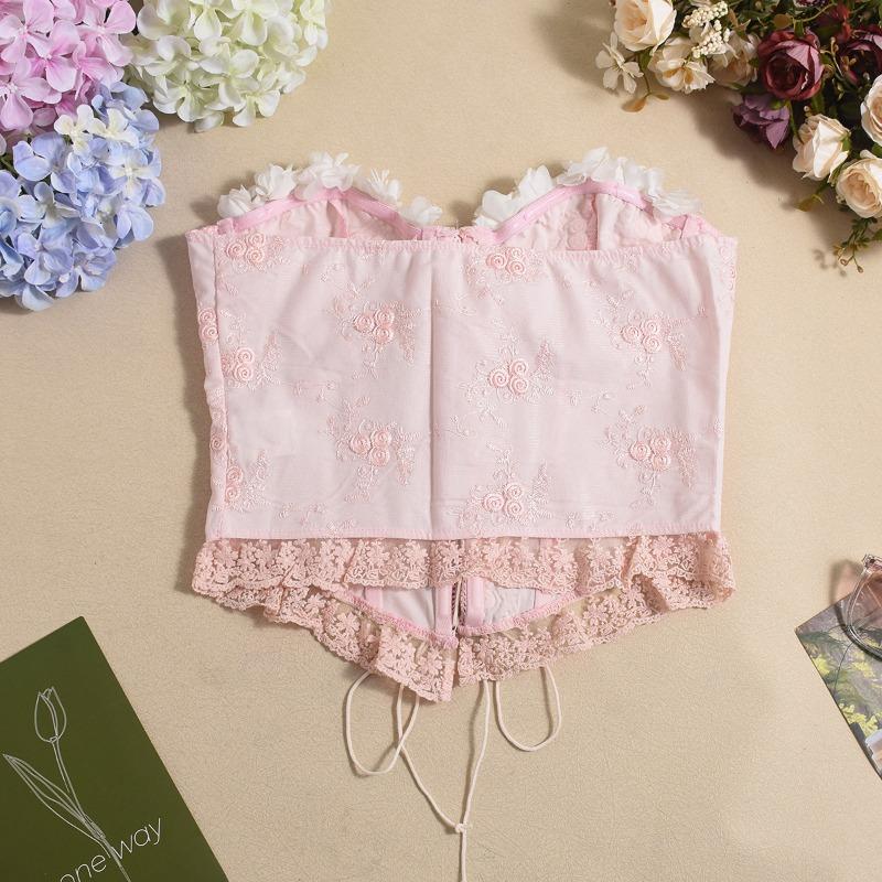 Women S Slimming Lace Trim Bustier Corset Push Up Waist Trainer