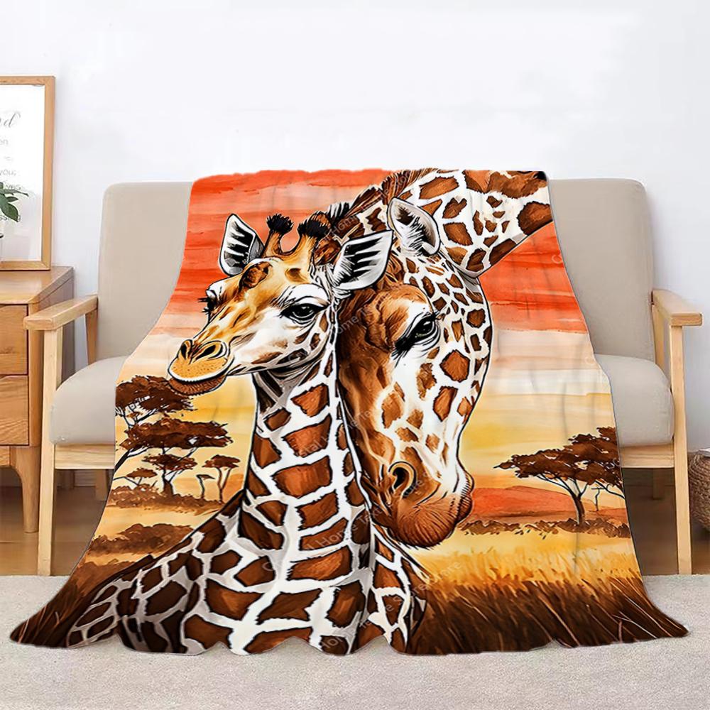 Žirafí vzor Měkké flanelové deky, Hřejivá přehozová deka Pohodlná deka na piknik Postele Pohovku Domácí Ložnice Děti