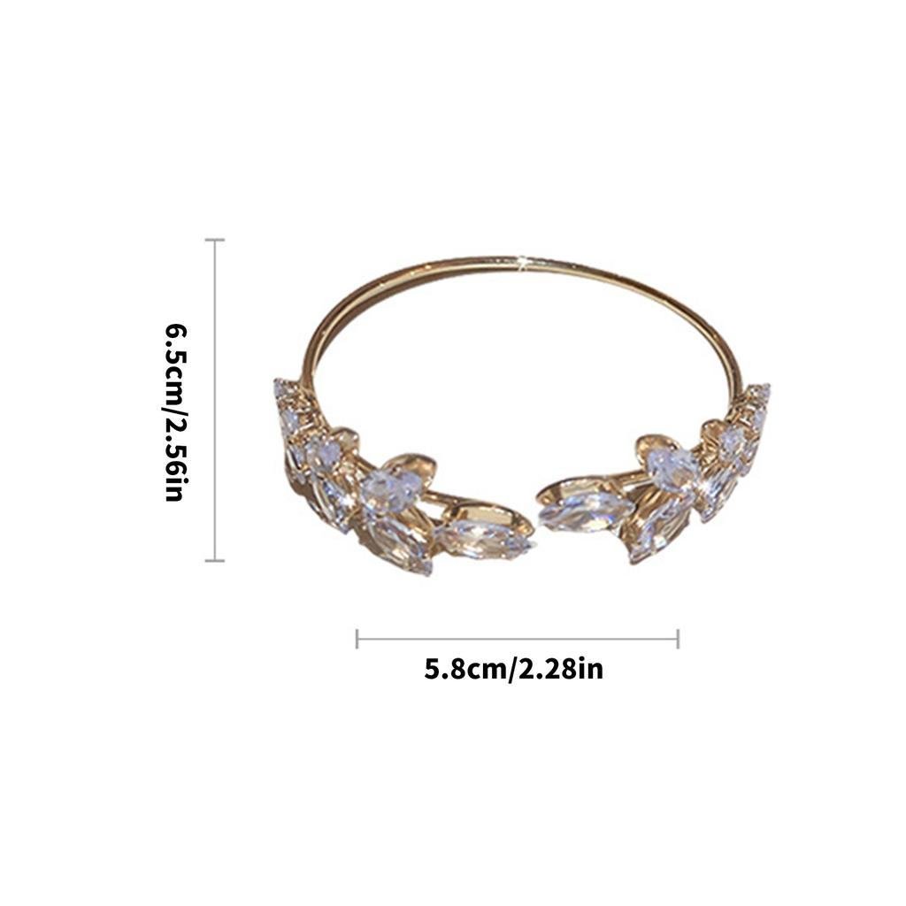 Adjustable Zircon Leaf Bracelet With Sparkling Zircon Stones Handmade Wristband Elegant Jewelry For Women Daily Wear
