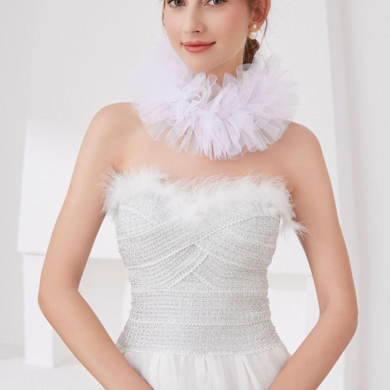 2PCS Lace Courtstyle Ruff Collar for Halloween Costume Accessories Detachable Collar Faux Collar Stage Show Accessories