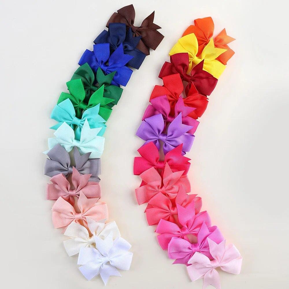 

24pcs/Set Solid Grosgrain Ribbon Hair Clips for Girls Hair Bows Hairpins 3 To14 Age Children Handmade Hairgrips Hair Accessories Single code