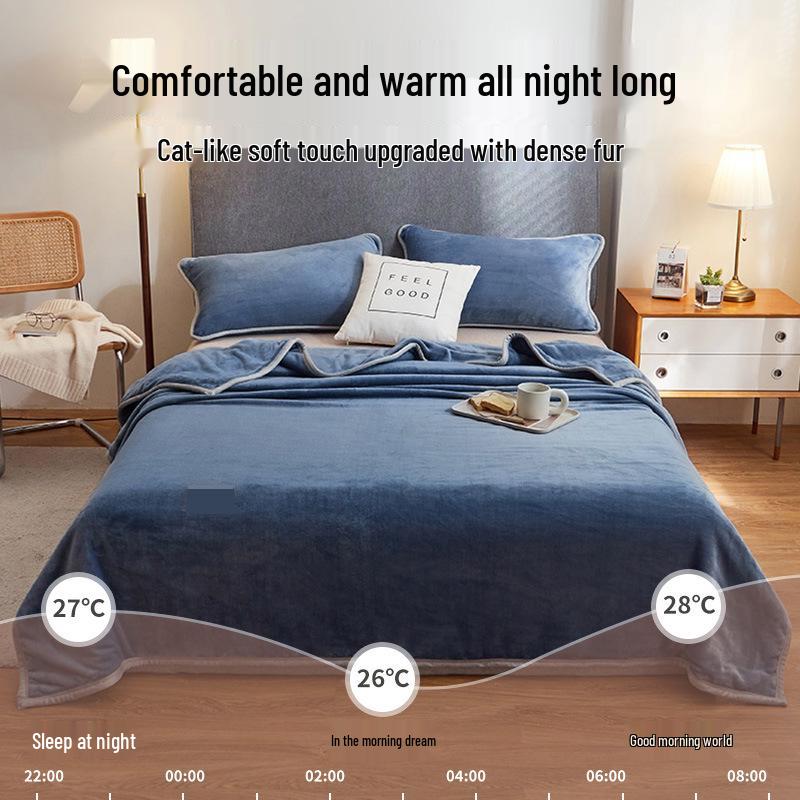 Winter Plush Coral Fleece Bed Sheet and Blanket Three-Piece Set - Thickened, Non-Slip, Perfect for Dorms
