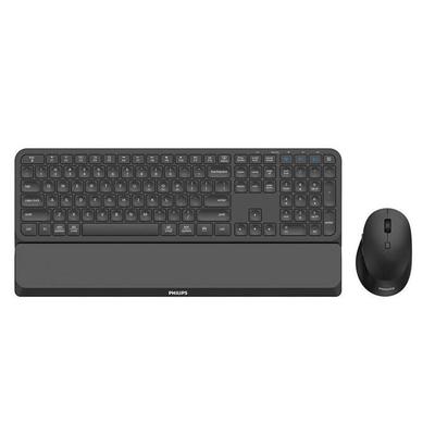 Wireless Keyboard and Mouse Set - Philips - Bluetooth - 3200 DPI - Black - Compact - Ergonomic - 5.5x20.5x45 Cm